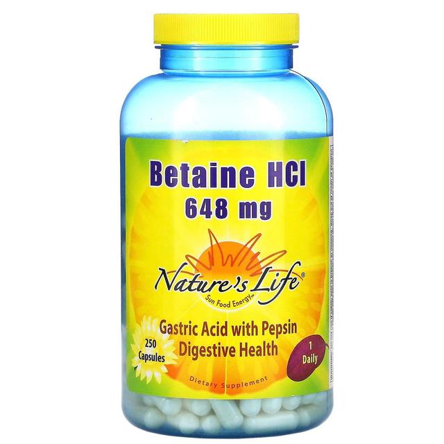 Nature's Life Naturens liv, Betain HCL, 648 mg, 250 kapsler on Productcaster.