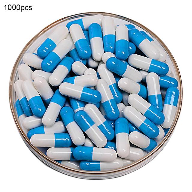 Chicmine 1000Pcs Transparent Hollow Gelatin Empty Separated Medical Powder Capsule Shells Blue White on Productcaster.