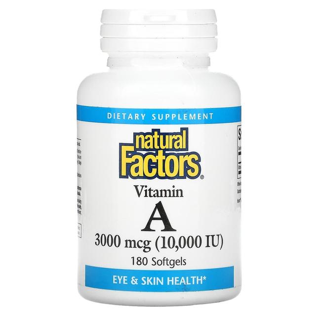 Natural Factors Naturliga faktorer, Vitamin A, 3000 mcg (10,000 IE), 180 Softgels on Productcaster.