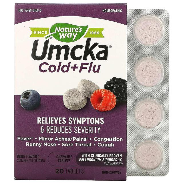 Nature's Way, Umcka, Cold + Flu, Berry, 20 Chewable Tablets on Productcaster.