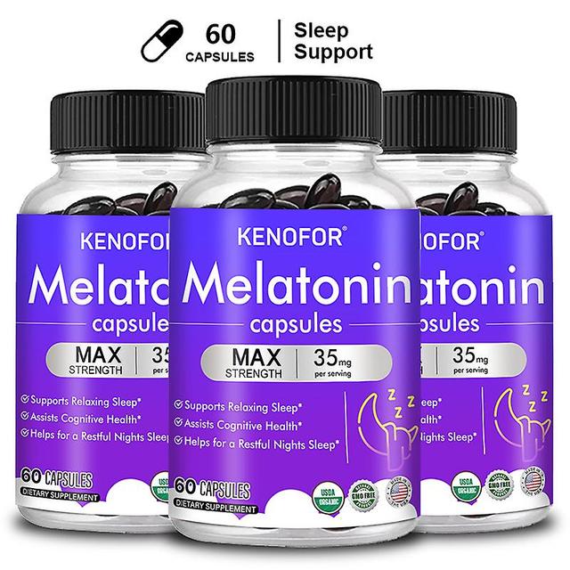 Vorallme Melatonin hjälper till att lindra sömnlöshet, förbättra sömnkvaliteten, förkorta väckningstiden och reglera sömnrytmen 60 count-3 bottle on Productcaster.