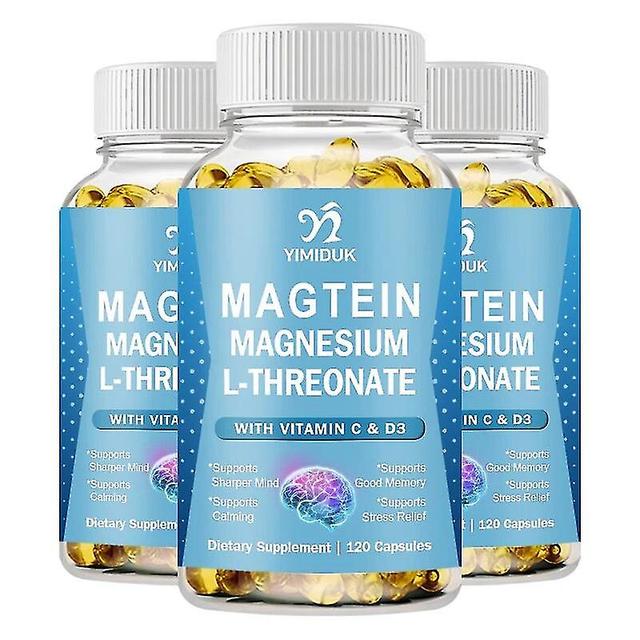 Vorallme Magtein Capsules Magnesium L-threonate 144mg Supports Focus, Mood, Healthy Memory, Cognitive Function 3 Bottles 120 PCS on Productcaster.