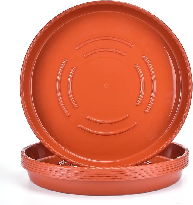 Hgbd-grespri Heavy-duty Red Brown Plant Saucer 14 Inches, 6 Packs Durable Plastic Plant Tray, Sturdy Round Flower Pot Containers, Plant Plate Water Ca on Productcaster.