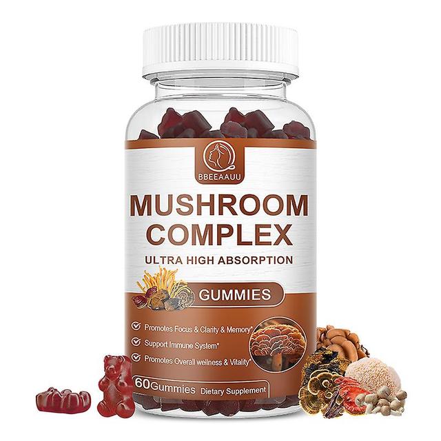 Visgaler Ultra High Absorption Mushroom Gummies Lions Mane Black Fungus And Reishi Complex Brain Tonifying And Memory Booster 60pcs on Productcaster.