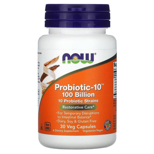 NOW Foods, Probiotic-10, Restorative Care, 100 Billion, 30 Veg Capsules on Productcaster.