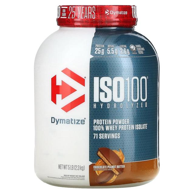 Dymatize Dymatisieren, ISO100 hydrolysiert, 100% Molkenproteinisolat, Schokoladen-Erdnussbutter, 5 lb (2,3 kg) on Productcaster.