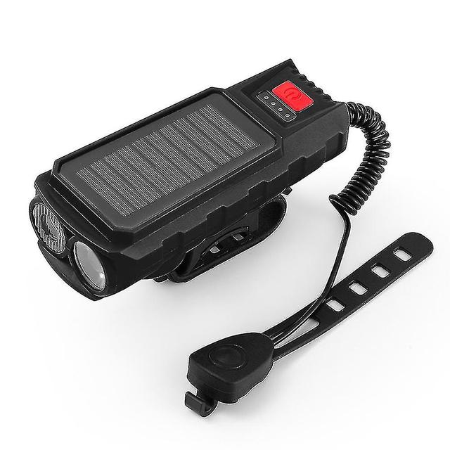 Szmtcv Solar Bike Alarm Flashlight Usb Charging Waterproof Bike Horns Lamp For Night Riding Double Lamp Black on Productcaster.