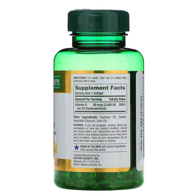 Natures Bounty Nature's Bounty, D3, 50 mcg (2,000 IU), 350 Softgels on Productcaster.