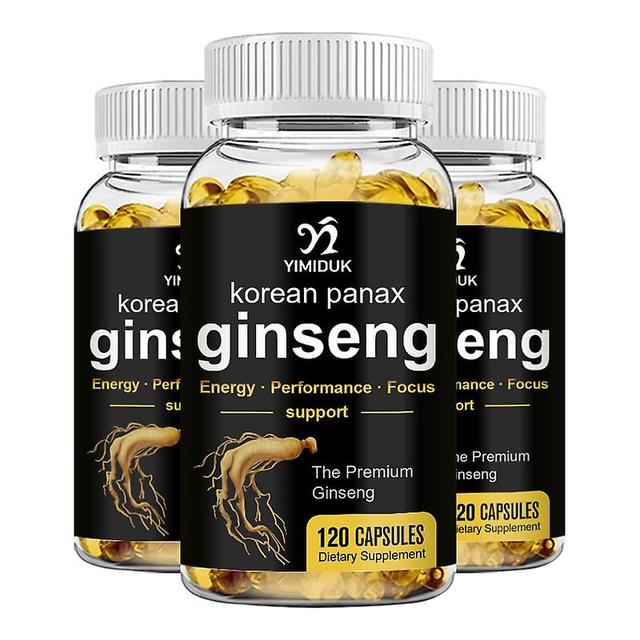 Eccpp Korean Red Panax Ginseng Capsules Ginseng Root Extract Supports Energy, Strength, Vigor, Performance In Women And Men 3 Bottles 60pcs on Productcaster.