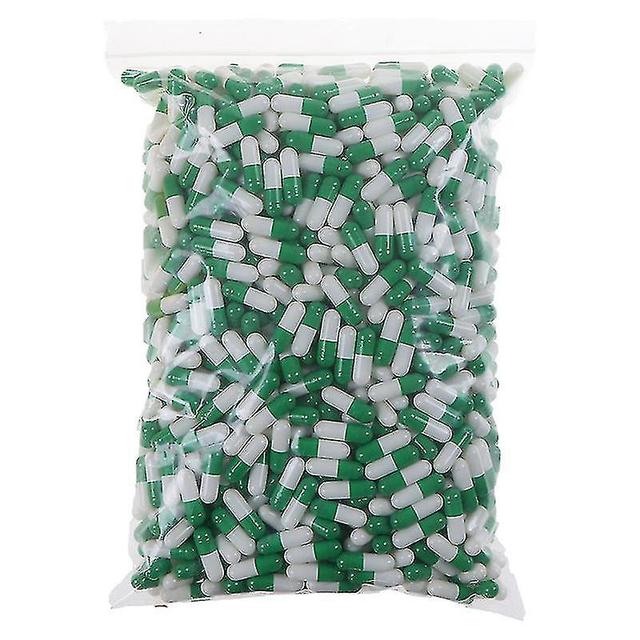 1000pcs Empty Hard Vacant Gelatin Capsule Size 0# Gel Medicine Pill Vitamin Green White on Productcaster.