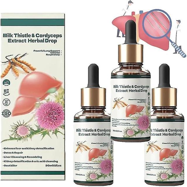 Milk Thistle & Cordyceps Sinensis Drops, Powerful Liver Support Liver Detox Liver Care Repair, Herba 3pcs on Productcaster.