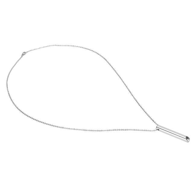 Aespa Mindful Breathing Necklace Stainless Steel Reduces Stress Portable Anxiety Whistle Necklace for Women and Men Silver on Productcaster.