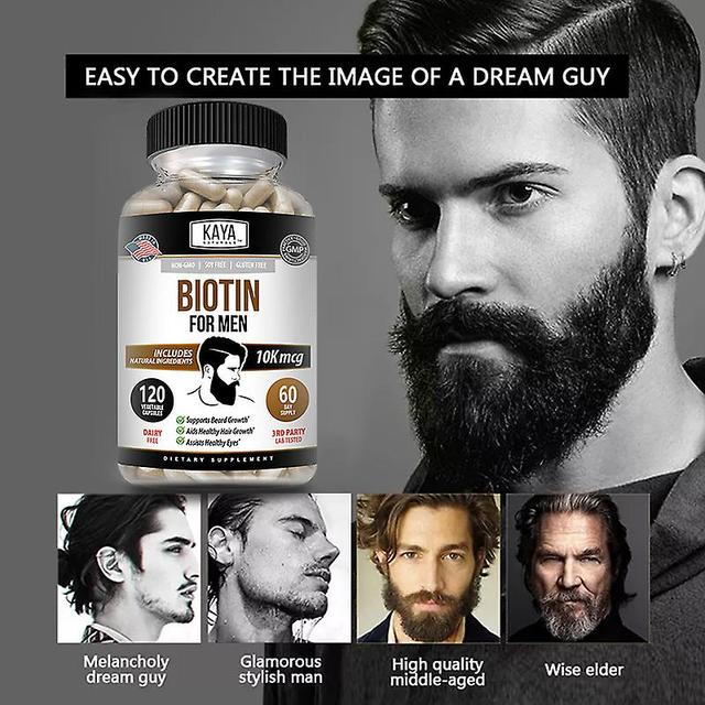 Tib Kaya Naturals Biotina masculina para o crescimento da barba e crescimento do cabelo, pele saudável, impulsionador metabólico 60capsules A bottle on Productcaster.