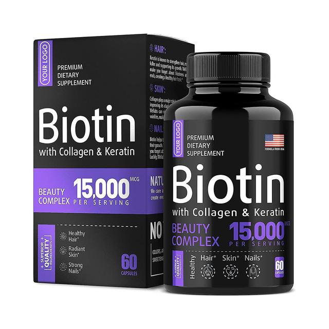 Biotin kapsler, støtter sunt hår, hud og negler, Quick release softgels on Productcaster.