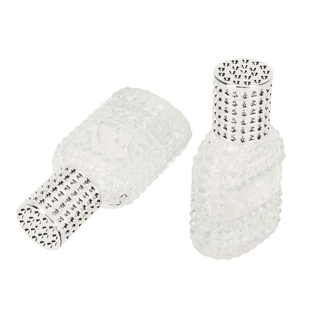 30ml Refillable Empty Perfume Spray Bottle - 2pcs, Thick Glass Grids Pattern, Transparent on Productcaster.