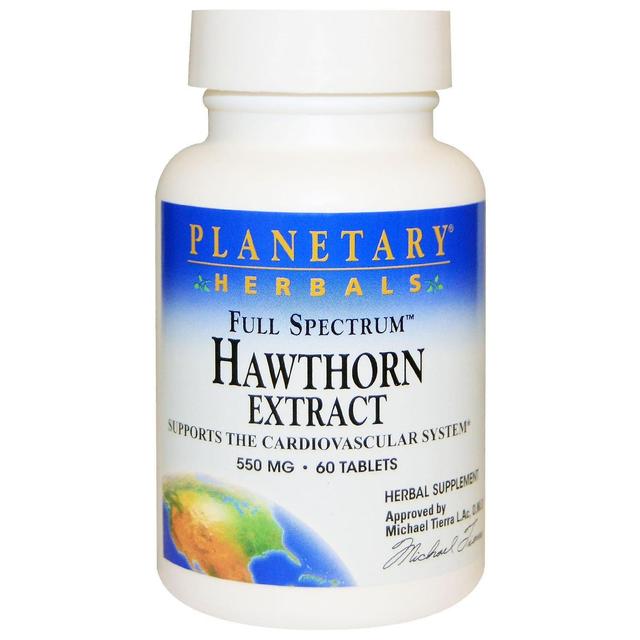 Planetary Herbals Herbals Planetários, Espectro Completo, Extrato de Espinheiro, 550 mg, 60 Comprimidos on Productcaster.