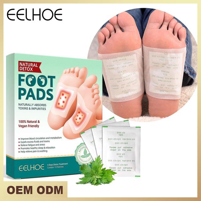 Qian 10pcs Detox Foot Patches Bamboo Charcoal Pads Detoxification Body Toxins Cleansing Slimming Stress Relief Feet Care Adhersive on Productcaster.