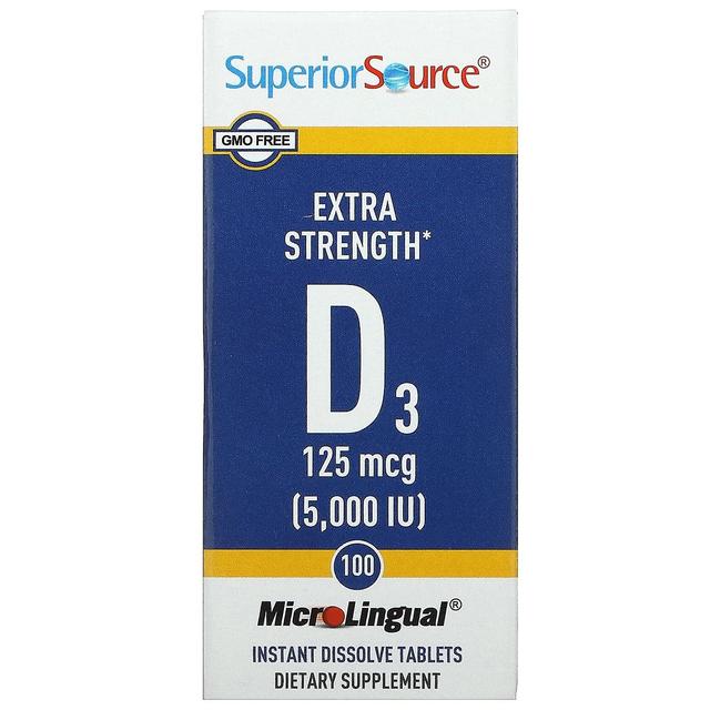 Superior Source, Extra Strength D3, 125 mcg (5,000 IU), 100 MicroLingual Instant Dissolve Tablets on Productcaster.