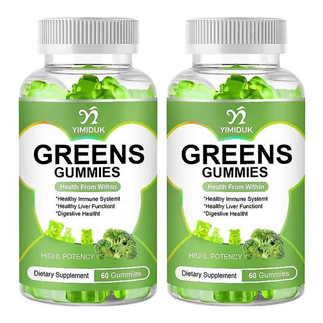 Visgaler Greens Gummies Vitamin C,d2,b12,b6 Vitamins Antioxidants, Multivitamin With Probiotics, Prebiotics, Gut Health Improve Immunity 2 Bottle on Productcaster.