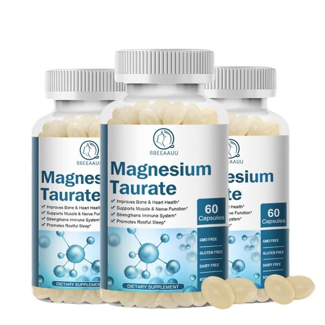 Eccpp Magnesium Taurine Capsules Strong Bones Muscle Relaxation Brain And Heart Health Support Cardiovascular Supplement 3bottle x60pcs on Productcaster.