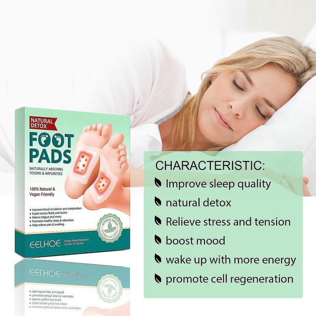 10szt Detox Foot Patches Bamboo Charcoal Pads Detoxification Body Toxins Cleansing Slimming Stress Relief Pielęgnacja stóp Adhersive on Productcaster.