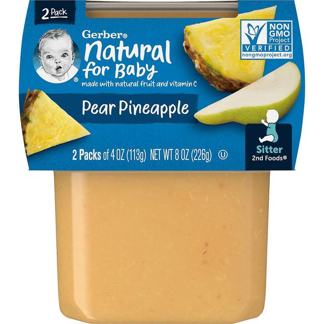 Gerber, Natural for Baby, 2nd Foods, Pear Pineapple, 2 Pack, 4 oz (113 g) Each on Productcaster.