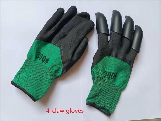 Duqi Digging gloves, gardening, dipping, labor protection, paws, garden planting, vegetable, flower, weeding protection 4 prongs-black on Productcaster.