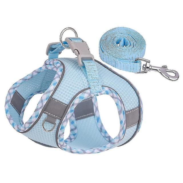 Skbcv Reflective Dog Harness Adjustable Breathable Pet Vest With Leash Heavy Duty Sturdy Dog Halter Light Blue S on Productcaster.