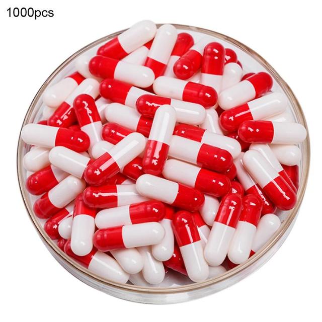 Biplut 1000Pcs Transparent Hollow Gelatin Empty Separated Medical Powder Capsule Shells RedWhite on Productcaster.