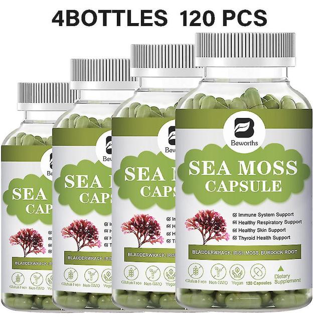 Guoguo 120pills Organic Sea Moss Capsules For Immune System Energy Gut Health Skin & Joint Support Raw Seamoss Pills & Powder 4bottles 120pcs on Productcaster.