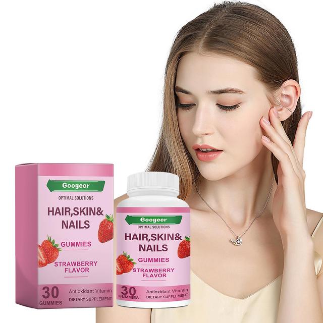 Denstyle Haar Huid Nagels Gummies met Biotine, Foliumzuur & Vitaminen, Haar, Huid en Nagels Gummies met Biotine Aardbei Smaak 3bottle on Productcaster.