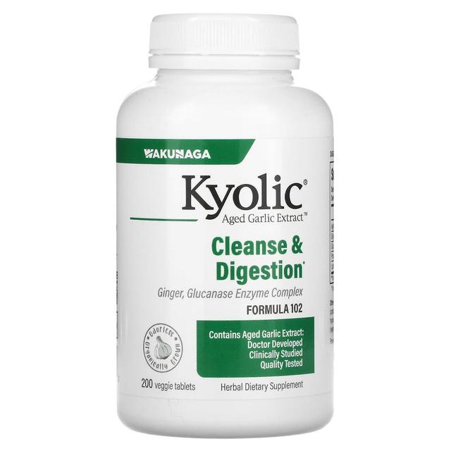 Kyolic, Aged Garlic Extract, Cleanse & Digestion, Formula 102, 200 Veggie Tablets on Productcaster.