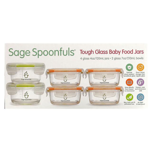 Sage Spoonfuls, Tough Glass Baby Food Jars, Combo Pack, 6 Pack on Productcaster.