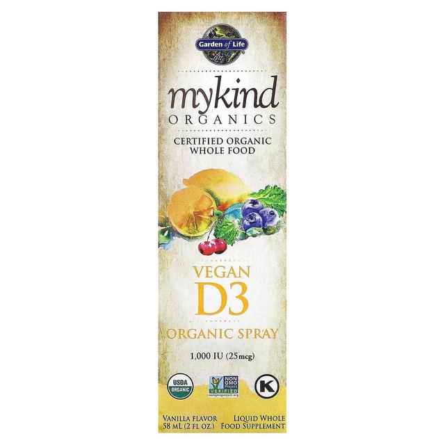 Garden of Life, MyKind Organics, Vegan D3 Organic Spray, vanilja, 25 mcg (1 000 IU), 2 fl oz (58 ml) on Productcaster.