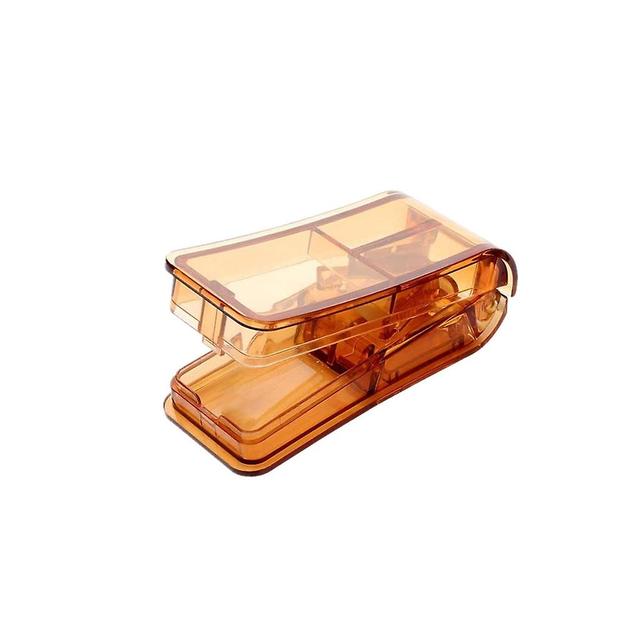 Clear Pills Cutting Container with Separate Compartment Durable Pills Cutter Brown on Productcaster.