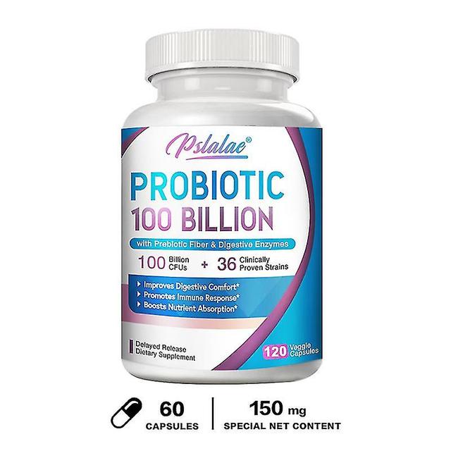 Premium Probiotic, 100 Billion Cfu, With Organic Prebiotic Fiber And Enzymes To Support Adult Digestion And Immune System 60 Capsules on Productcaster.