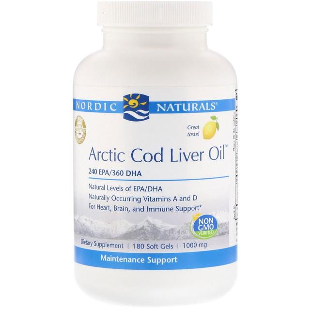 Nordic Naturals, Arctic Cod Liver Oil, Lemon, 1,000 mg, 180 Softgels on Productcaster.