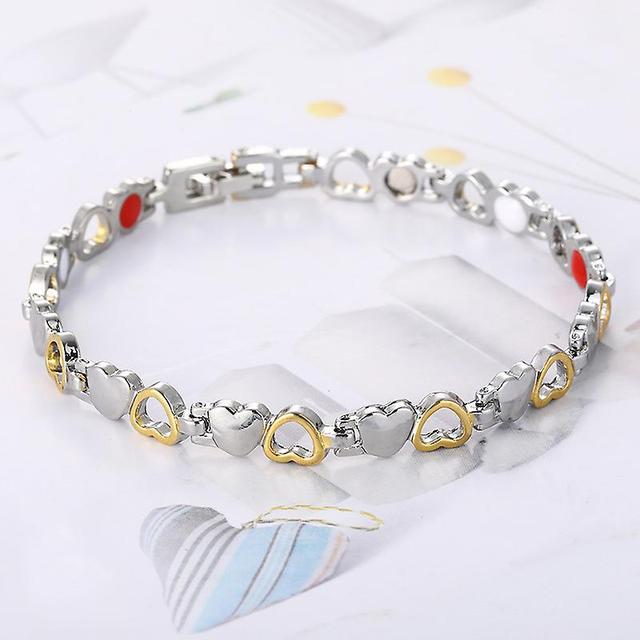 Stainless Steel Magnetic Therapy Bracelet Adjustable Bangle For Women Pain Relief Silver Gold on Productcaster.