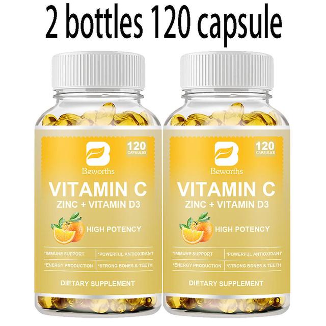 Visgaler Vitamin C Plus Zinc & Vitamin D3 Strong Antioxidant Collagen Booster For Immune System And Skin Health Supplements 2 bottles 120 pcs on Productcaster.