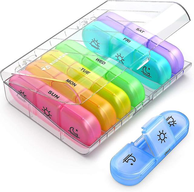 Portable 7-day Pill Box With Large Individual Compartments For Medications, Vitamins, Fish Oil And Supplements on Productcaster.