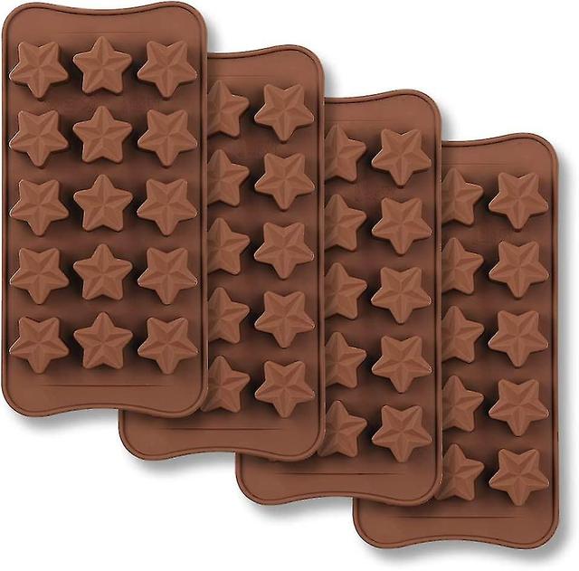 4pcs Moule chocolat en forme d'toile de 15 cavits, Ensemble de Moule en silicone de qualit alimentaire non collante pour gele de bonbons, Cube de on Productcaster.