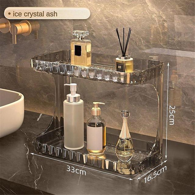 Light Luxury Bathroom Storage Cosmetics Box Countertop Double Transparent Acrylic Perfume Skin Care Products Makeup Organizer Transparent Gray on Productcaster.