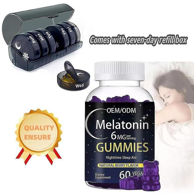 1 Pack Melatonine 6 Mg Gummies Immune Plus Slaap Melatonine Vitamine Gummies Wordt Geleverd met Zeven-daagse Refill Box 1PC on Productcaster.