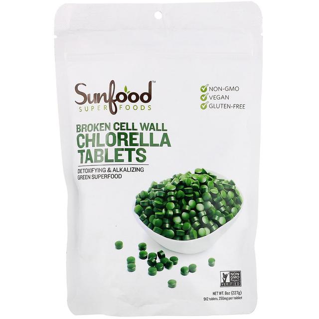 Sunfood, Broken Cell Wall Chlorella Tabletten, 250 mg, 912 Tabletten, 8 oz (227 g) on Productcaster.