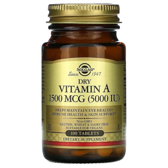 Solgar, Vitamina A seca, 1.500 mcg (5.000 UI), 100 comprimidos on Productcaster.