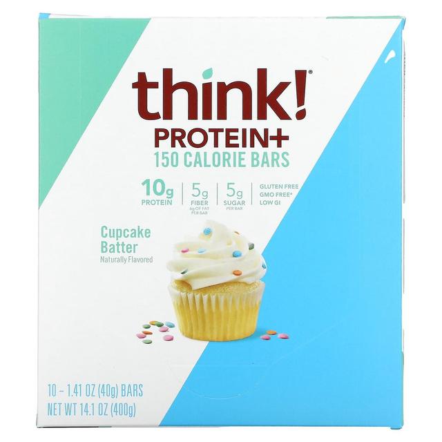 Think! Think !, Protéines+ barres 150 calories, pâte à cupcakes, 10 barres, 40 g (1,41 oz) chacune on Productcaster.