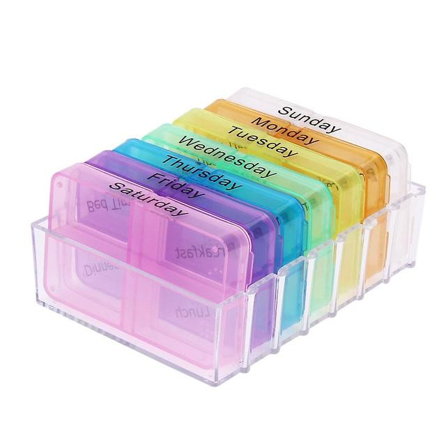 Initially 7 Day 28 Cells Rainbow Pill Medicine Box Tablet Medicine Organizer Health Storage Pill Box Holder Splitters colorful on Productcaster.