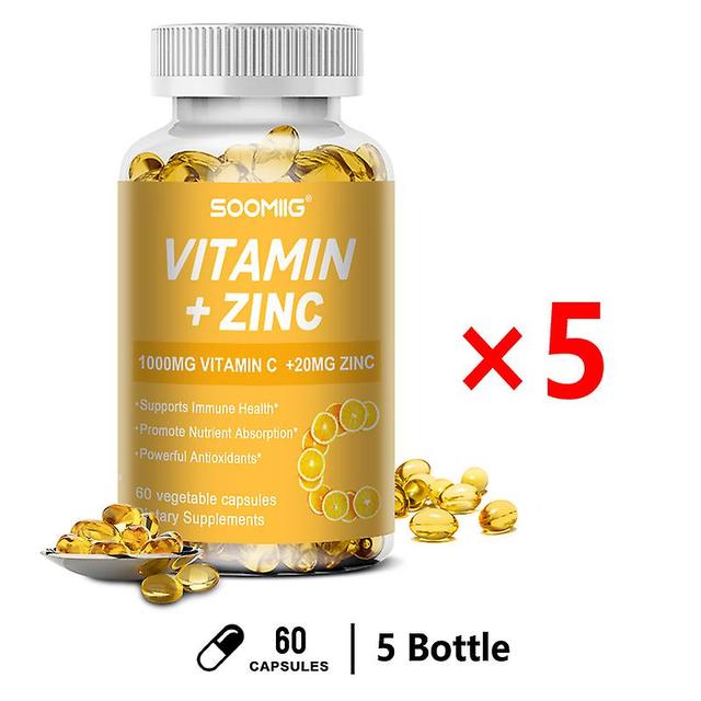 Vorallme 1000mg Vitamin C + 20mg Zinkkapslar Öka immunitet Antioxidant Anti-rynk blekning Hud Stöd Immun Boost Kosttillskott 5 bottle on Productcaster.