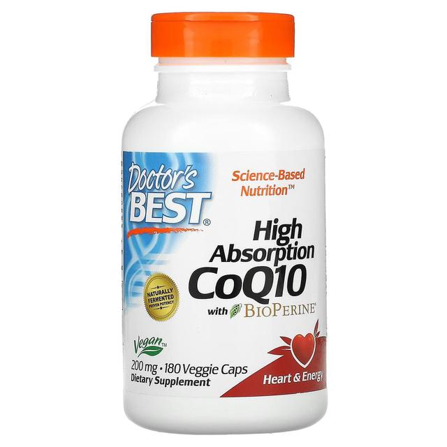 Doctor's Best Doctor's Bästa, Hög absorption CoQ10 med BioPerine, 200 mg, 180 Veggie Caps on Productcaster.