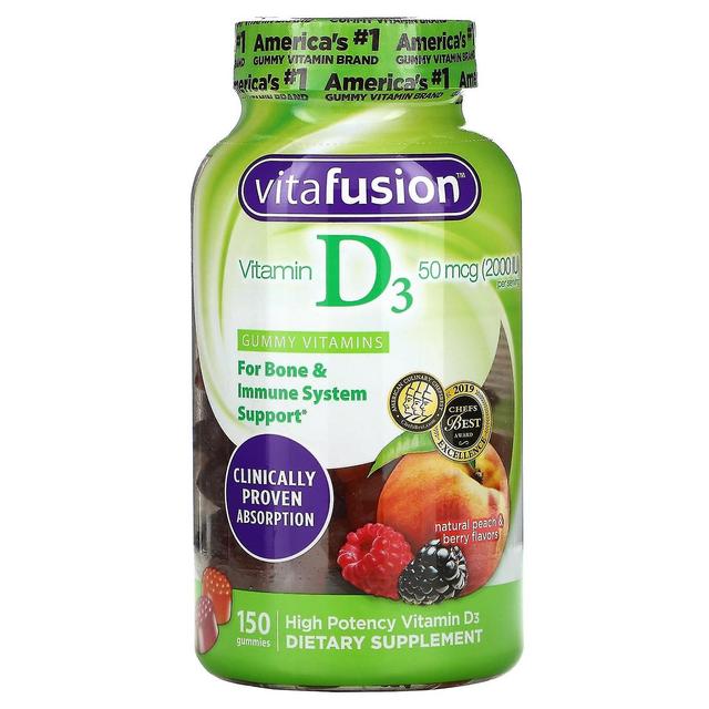 VitaFusion, Vitamin D3, Natural Peach & Berry, 25 mcg (1,000 IU), 150 Gummies on Productcaster.